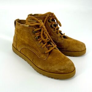 UGG Bethany Chukka Boots Chestnut Suede Laced Size 8 Sherling Lined #1012532